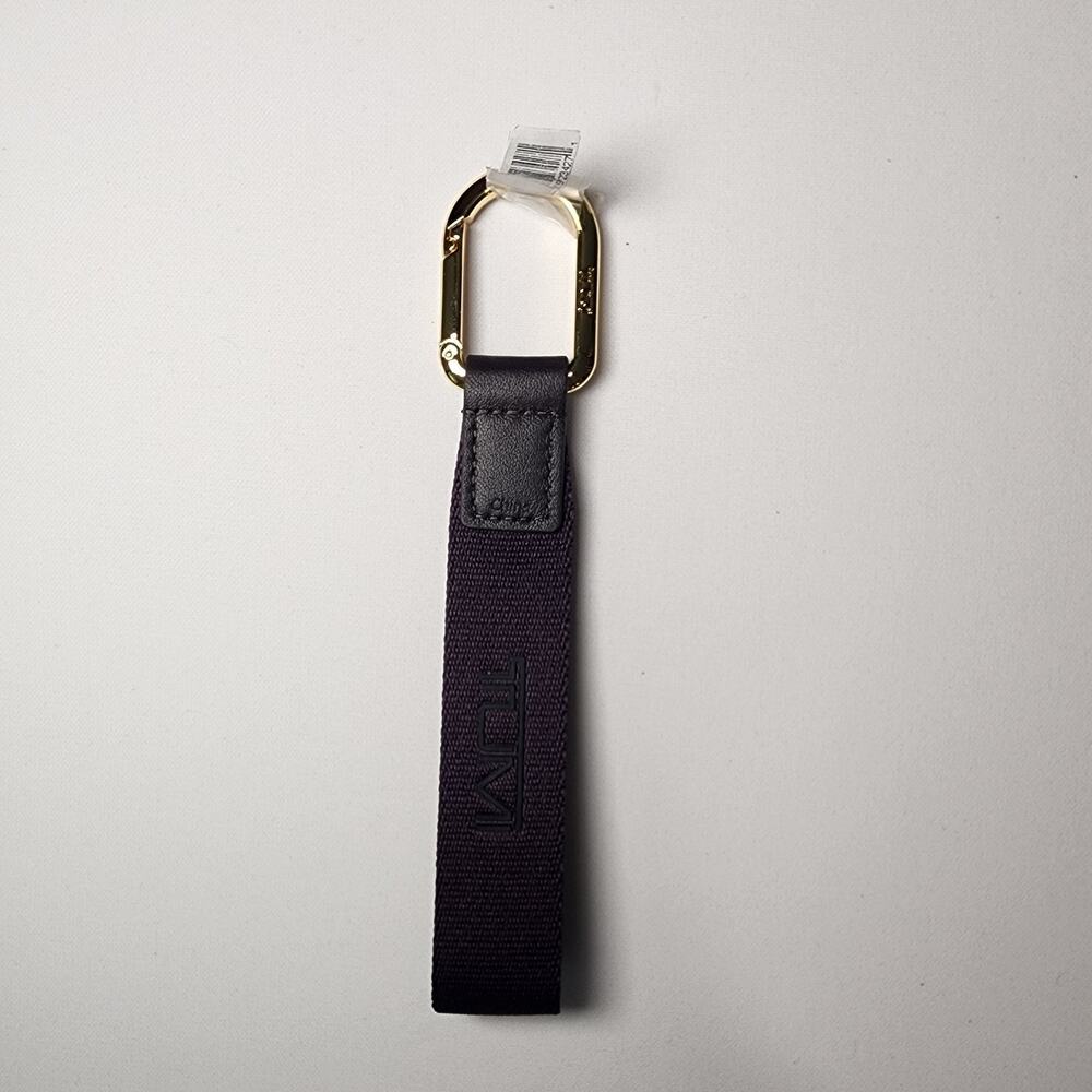NWT TUMI 157146-1087 Mini Monogram Valet Key Fob Blackberry Webbing Carabiner